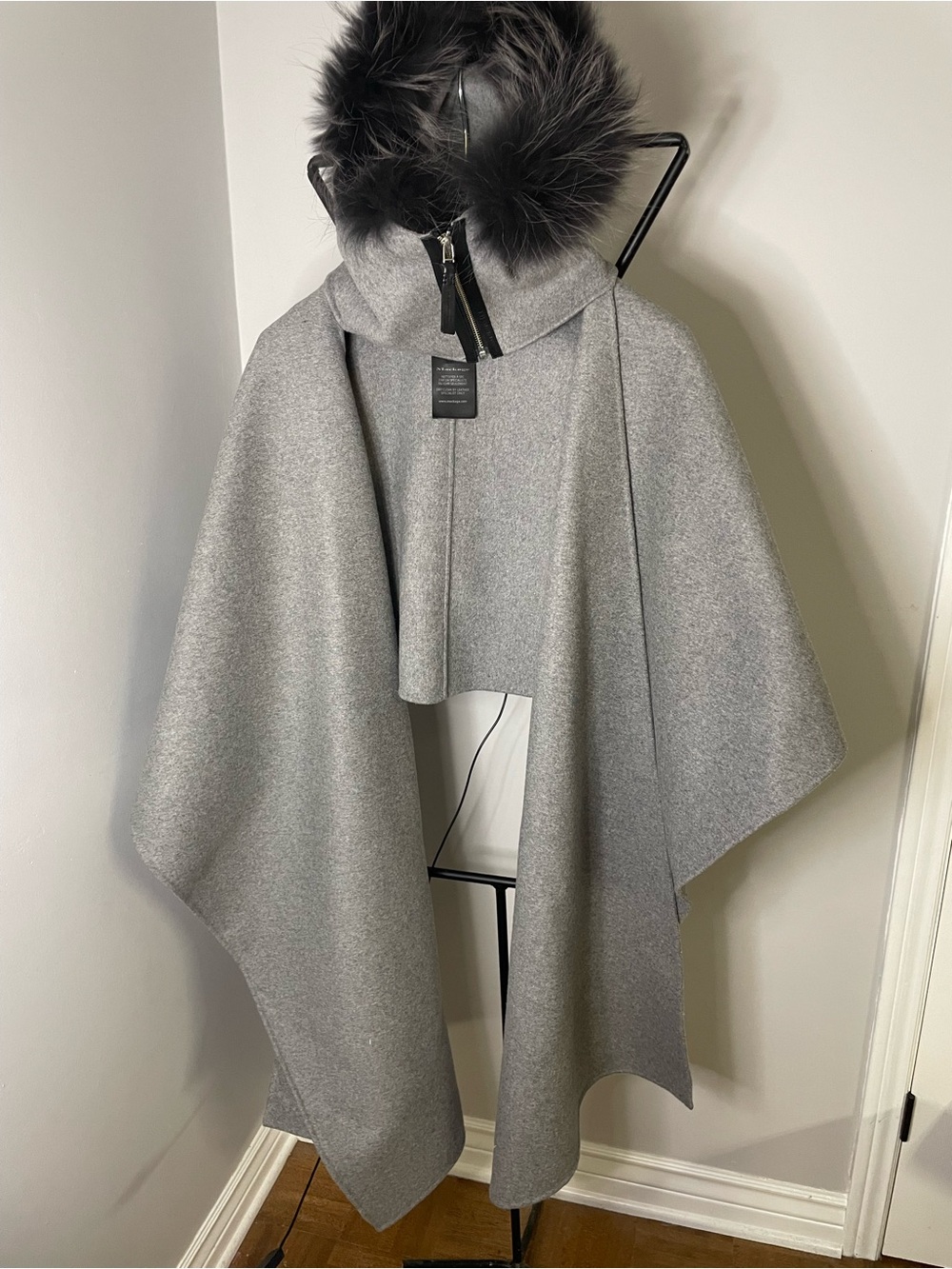 Mackage Light Gray Wool Coat with Black Trim